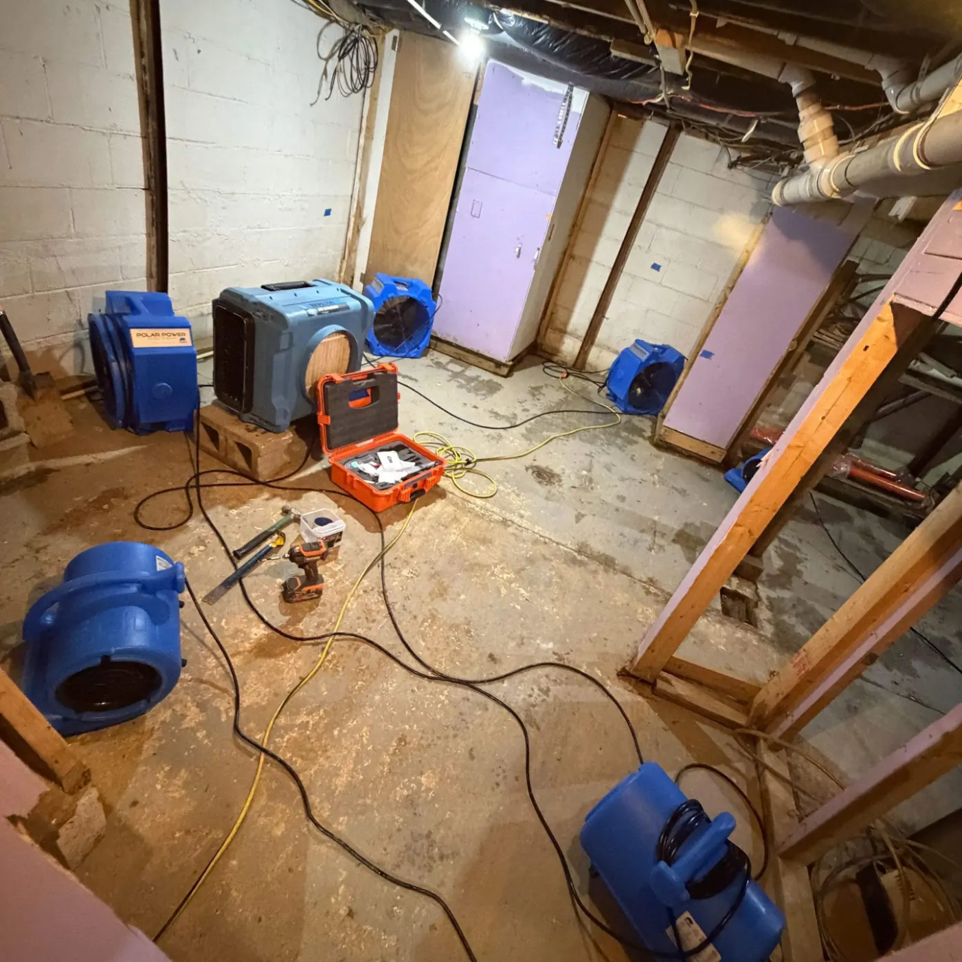 Basement water extraction in Otterbein Indiana home